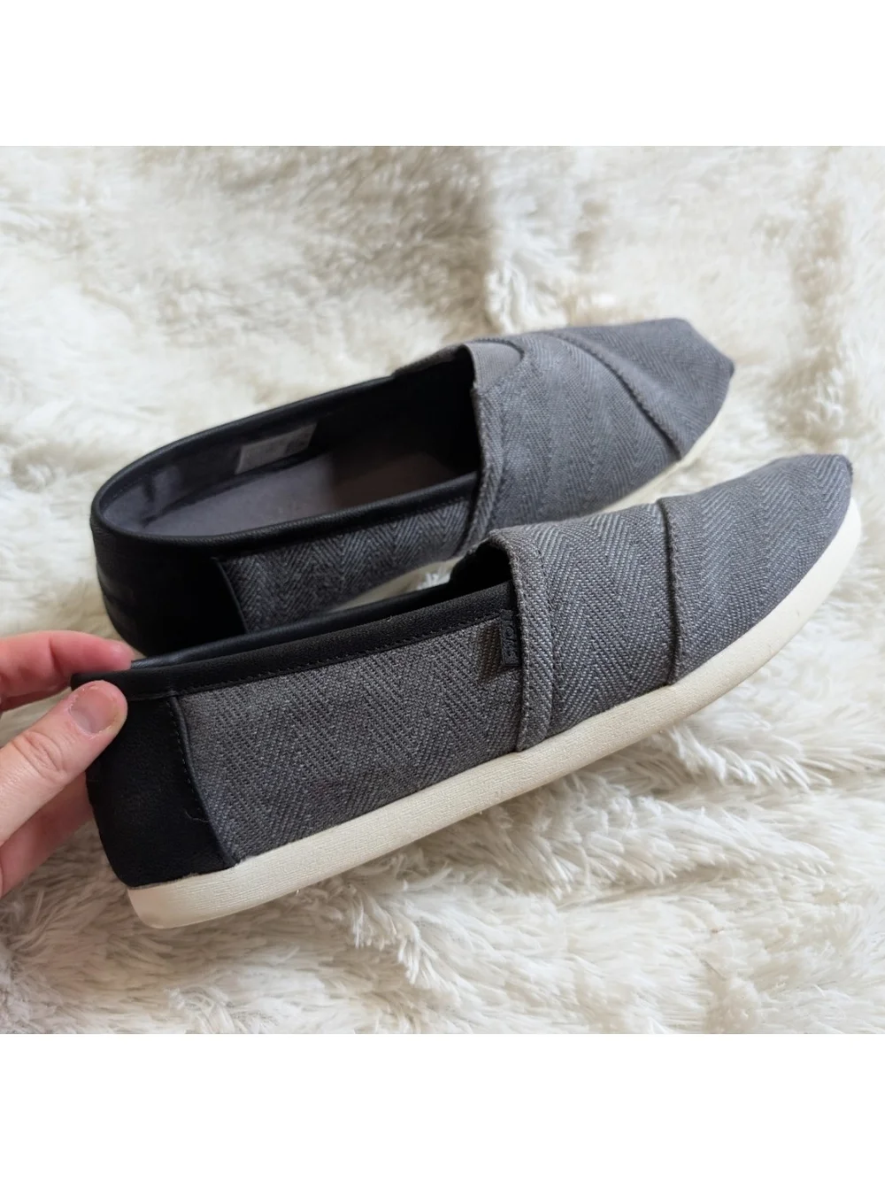 Toms Gray Herringbone Print Slip On Comfort Sneakers Men's Size 10
